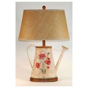  Guild Master Watering Can Table Lamp with Wicker Shade 