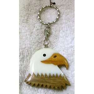  Wooden Hand Crafted Eagle Head Key Ring, Key Chain, Key Holder 