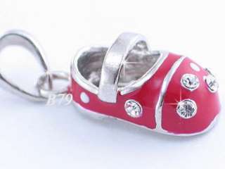B79 Design SILVER Crystal RED Baby Shoe PENDANT CHARM  