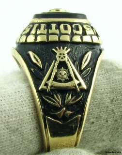 32nd Scottish Rite Diamond Onyx Masonic Class Ring   10k Gold Masons 