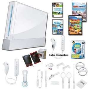 Nintendo Wii White Holiday Fun Bundle   Extra Remote and Nunchuk, 19 