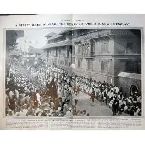   1908 Street Scene Nepal Procession Patan Dewan People