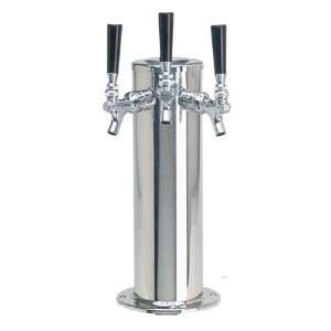 Polished Stainless Steel Triple Faucet Draft Beer Tower   4 Inch 
