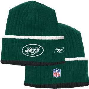 New York Jets Authentic Sideline Ribbed Knit Hat: Sports 