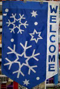 Snowflake Welcome 28 x 44 applique decorative flag  