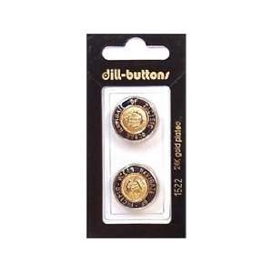 Dill Buttons 20mm Shank Enamel Navy/Gold 2 pc (6 Pack 
