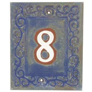   Swirl house numbers   #8 in blue fog & marshmallow