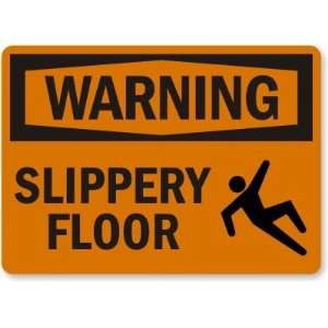  Warning Slippery Floor (with graphic) Plastic Sign, 10 x 