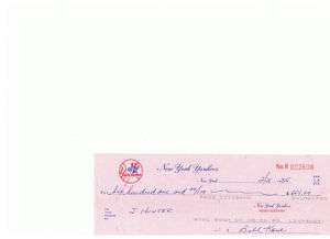 Jim Catfish Hunter NY Yankee Payroll Check  