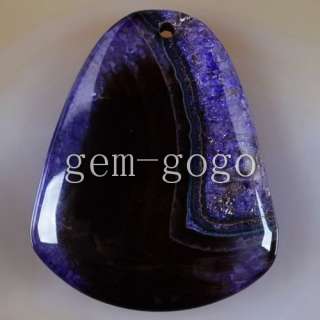 Purple Fire Agate Druzy Geode Pendant Bead G107610  