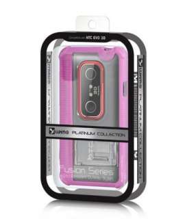 LUXMO Platinum Fusion PINK Hybrid Cover for HTC EVO 3D Skin + Hard 