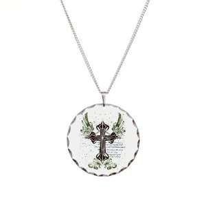   : Necklace Circle Charm Scripted Winged Cross: Artsmith Inc: Jewelry