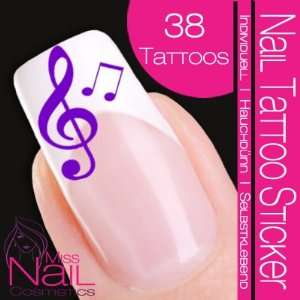  Nail Tattoo Sticker Music / Notes   purple: Beauty