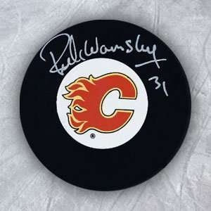  RICK WAMSLEY Calgary Flames SIGNED Hockey Puck Sports 