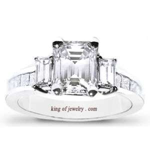 97 Ct. Emerald Cut Diamond Solitaire Ring w/ Accents  