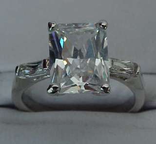 00 carat RADIANT Emerald cut SOLITAIRE cz WEDDING White Gold ep Ring 