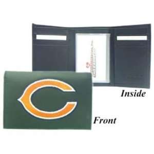    Chicago Bears Black Leather Tri Fold Wallet: Sports & Outdoors