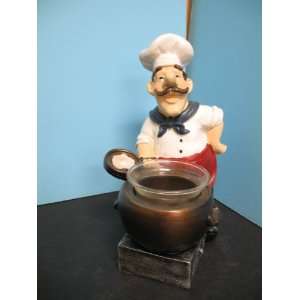  Italian fat chef waiter candle holder figurine cook 