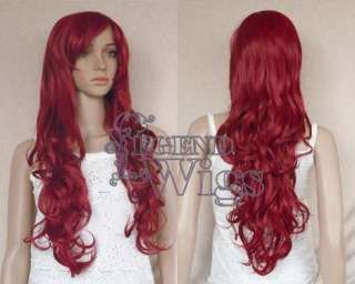 28 Long Wavy Wine Red Curly Cosplay Costume Party Wig LH13317  