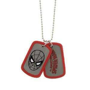 Marvel Comics Amazing Spiderman Face Logo JEWELM Double Dog Tag Red 