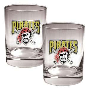   Pirates MLB 2pc Rocks Glass Set   Primary Logo