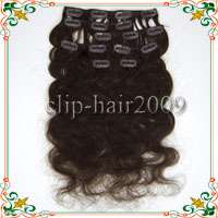20 7 pcs Wavy Human Hair Clips On In Extensions #02  