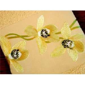  Anali Yellow Orchid Hand Towel on Wheat Terry