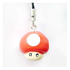  Mario Bros. Cute Toy RED Mushroom Phone Charm Toys 