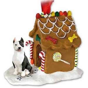  Brindle Pit Bull Gingerbread House Christmas Ornament 