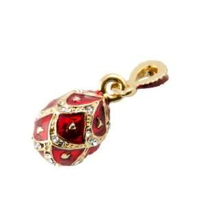 Red Enameled Faberge Pendant, Egg Pendant, Easter Egg 