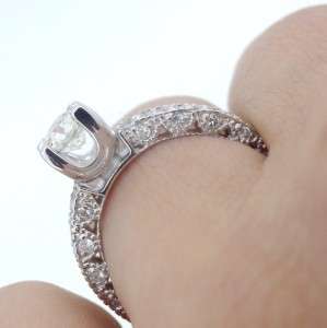   46 Carat E color VS2 Certified Diamond Engagement Ring Milgrain  
