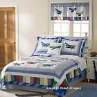 Fly Away Plane Airplane Theme Blue Boys Bedding Twin Quilt & Sham NEW