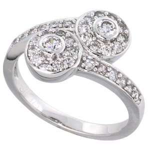 Sterling Silver Vintage Style Engagement Ring, w/ CZ Stones, 1/2 