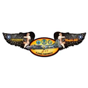  Memphis Belle Aviation Winged Oval Metal Sign   Victory Vintage 