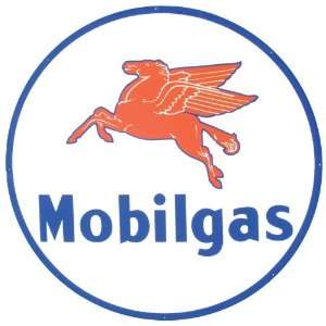   00130 SignPast Mobil Gas Round Reproduction Vintage Sign Automotive