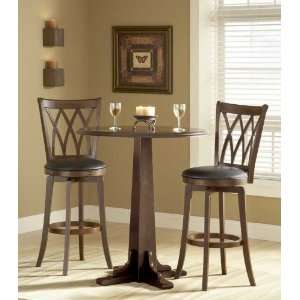  3pc Bar Table and Stools Set with Cross Back in Brown 
