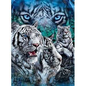   12 White Tigers Soft Plush Queen Size Blanket