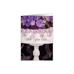 Wedding Party Will You Be My   Victorian Rose Bud Wedding Cake Card