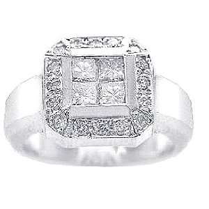   14K. White Gold Invisible, Pave Set Diamond Anniversary Ring: Jewelry