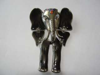 Vintage Don Lin Articulated Enamel Elephant Pin Brooch  