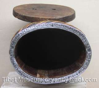   Amazing Old Antique Tibet Noble Pure Silver Wooden Ghee Barrel Museum