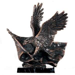  Antique Bronze Eagle with American Flag ( 