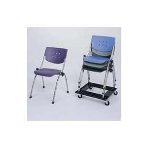  Apia Stacking Chairs, Blue with Chrome Frame, 2 per Carton 
