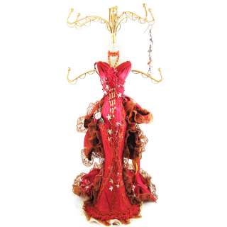 Victorian Bustle Train Dress Jewelry Stand Red 15H NEW  