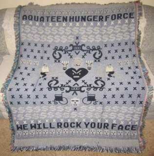 BrandNew Aqua Teen Hunger Force We Will Rock Your Face Woven Throw 
