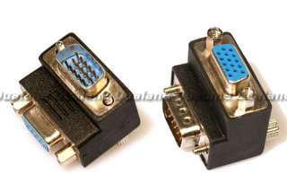 90 degree Right Angle VGA Male to Female 15 Pin SVGA Converter Adapter 