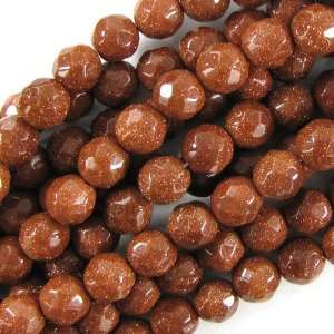 10mm faceted goldstone round beads 7.5 strand