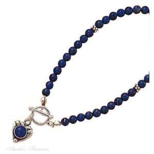  Sterling Silver Lapis Heart Toggle Bracelet: Jewelry