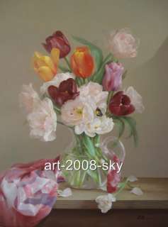 Original Oil painting Flower art Tulip on canvas 30x40  