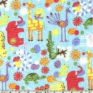  45 Wide Flannel Zipa Dee Zoo Animals Aqua Fabric By The 